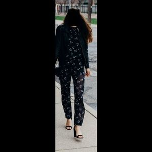 Rebecca Minkoff black white and grey floral sleeveless jumpsuit - size 0